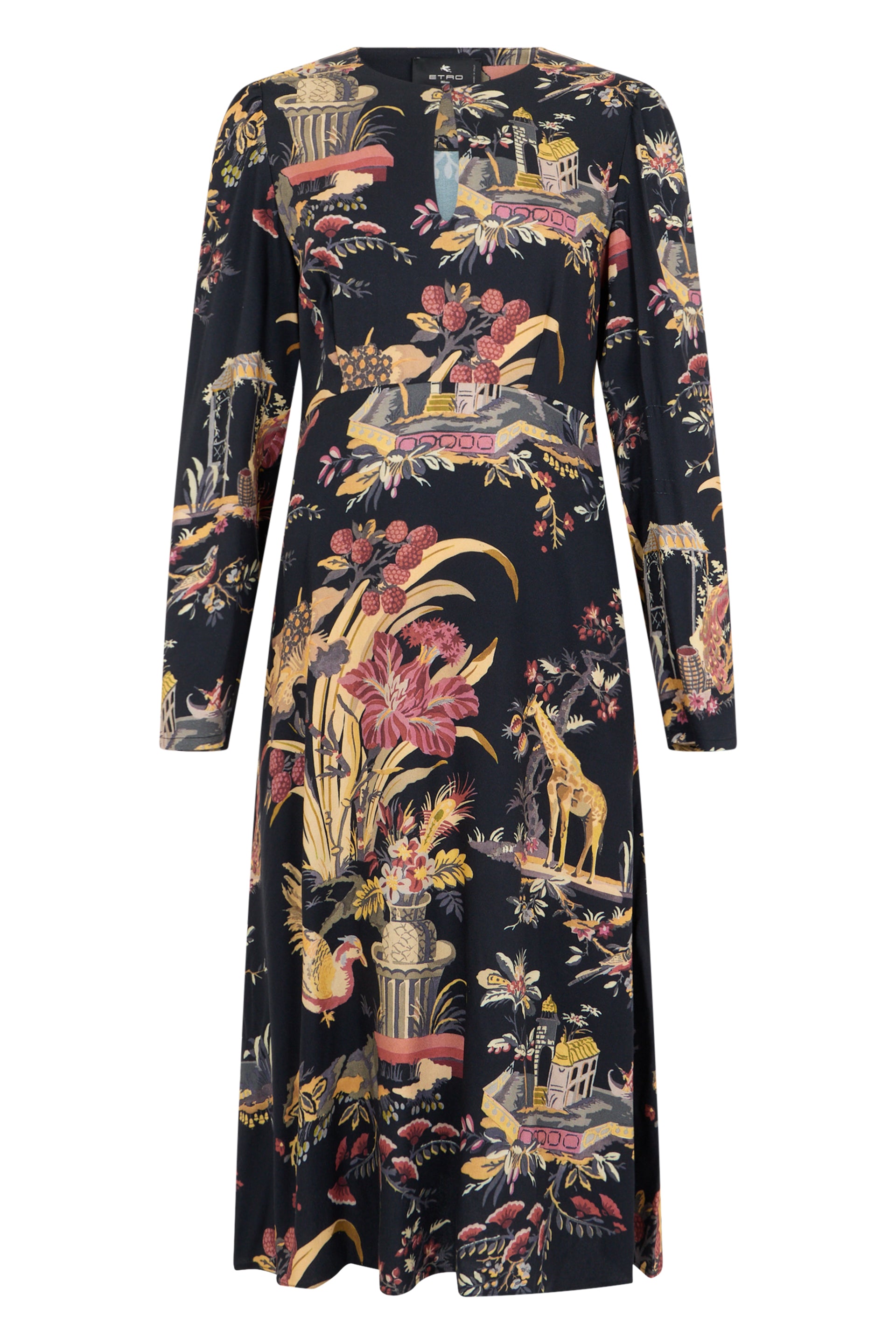 -inspired Long Sleeve Floral Printed Long Dress