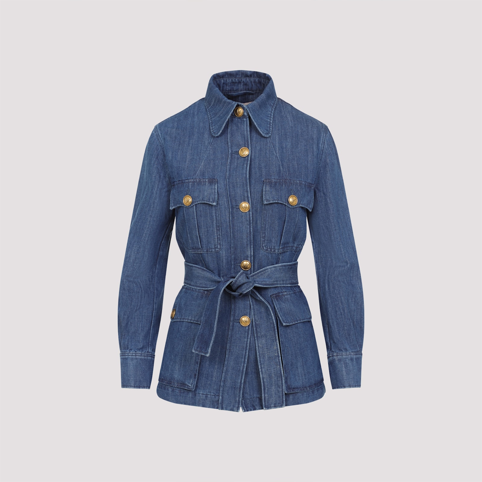 Sahariana Belted Waist Denim Jacket