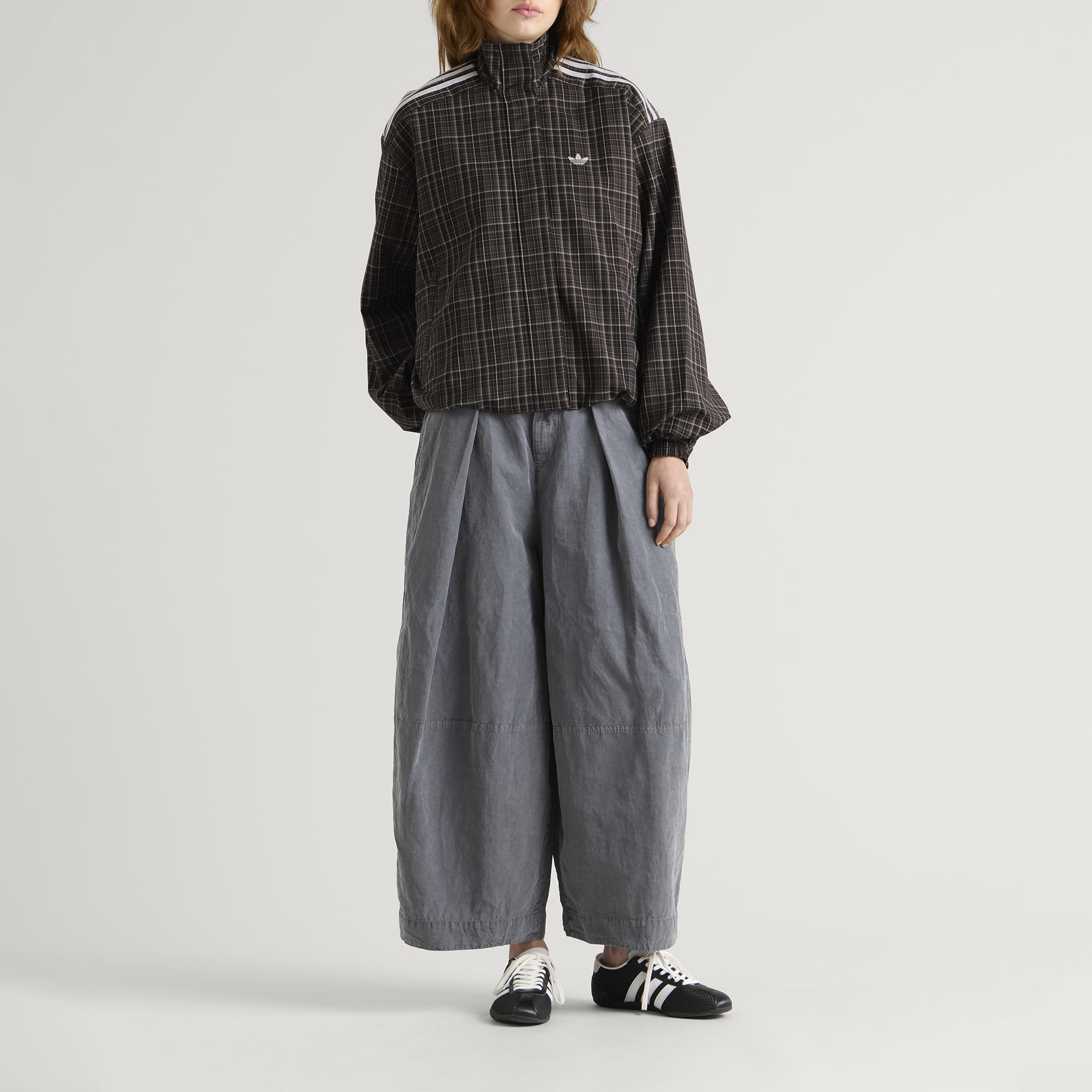 Women's Check Track Top in Night Brown