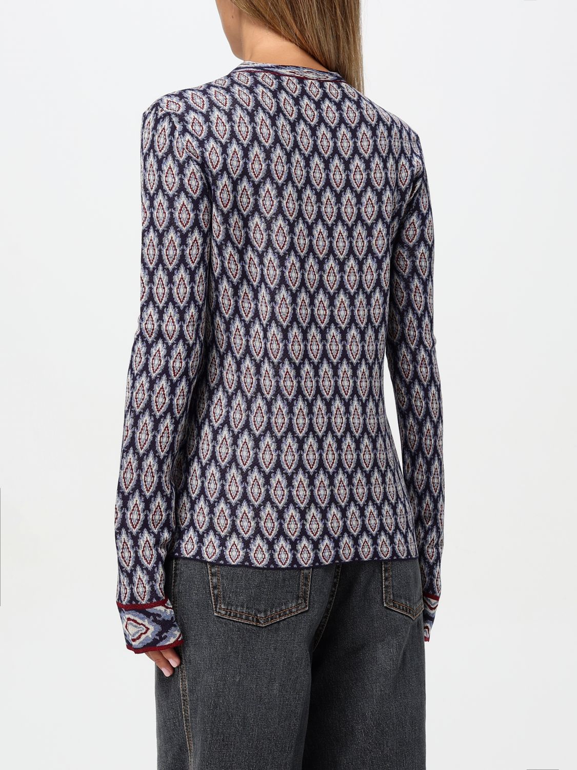 Bow-detail jacquard cardigan - Blue