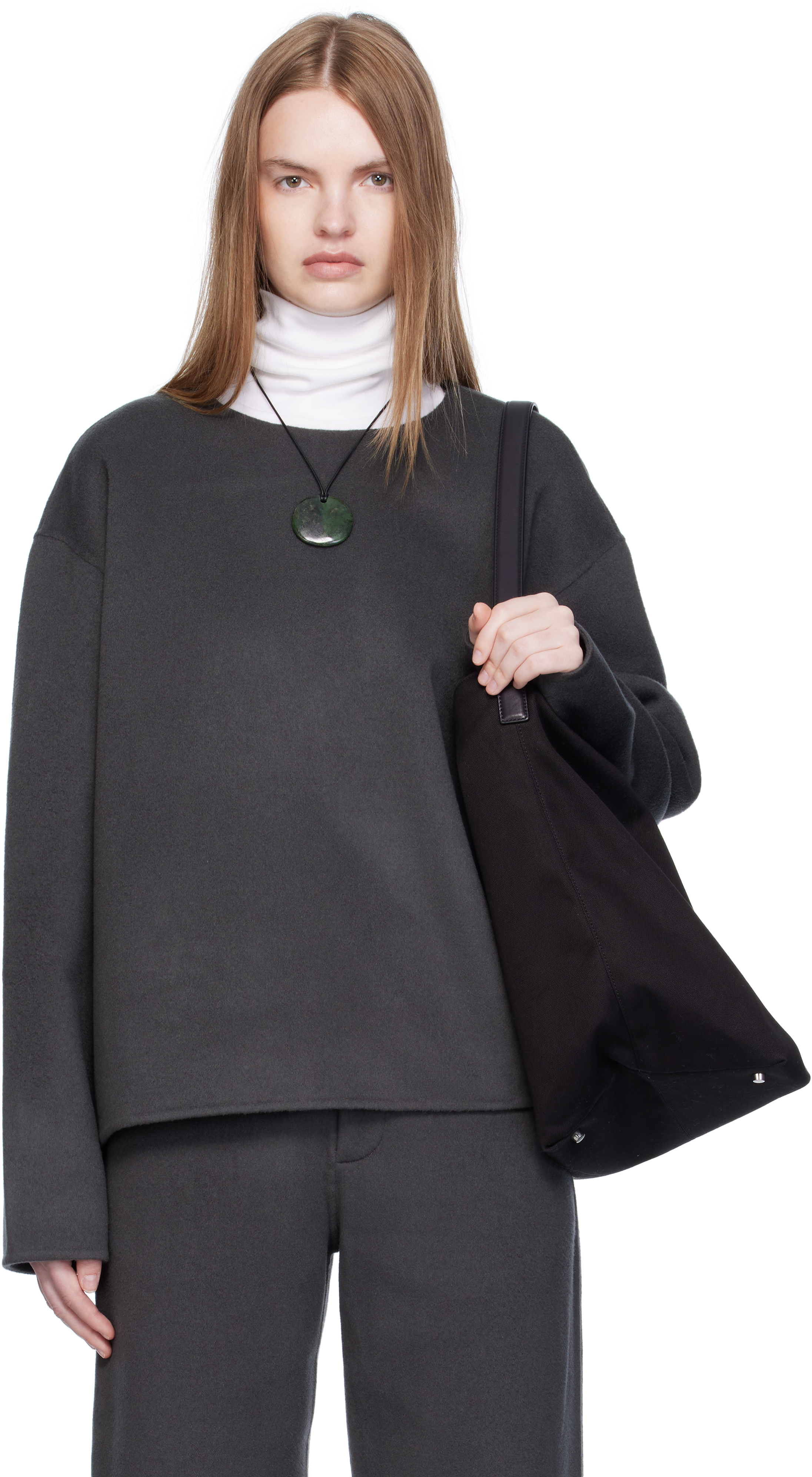 Gray Handmade Wool Cashmere Top