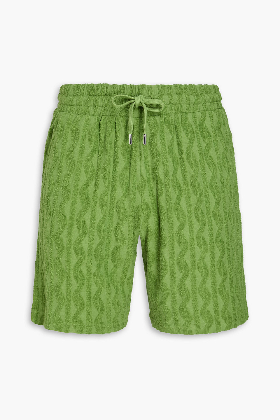 Augusto cotton, Lyocell and linen-blend terry-jacquard drawstring shorts - Green - XL