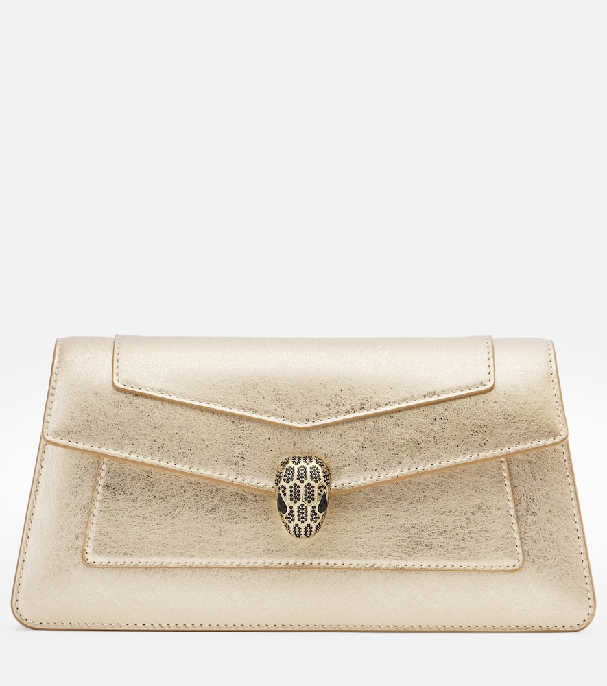 Serpenti Forever metallic leather clutch