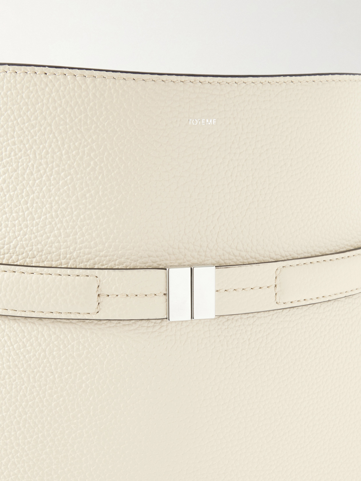 Belted Textured-leather Tote - Off-white