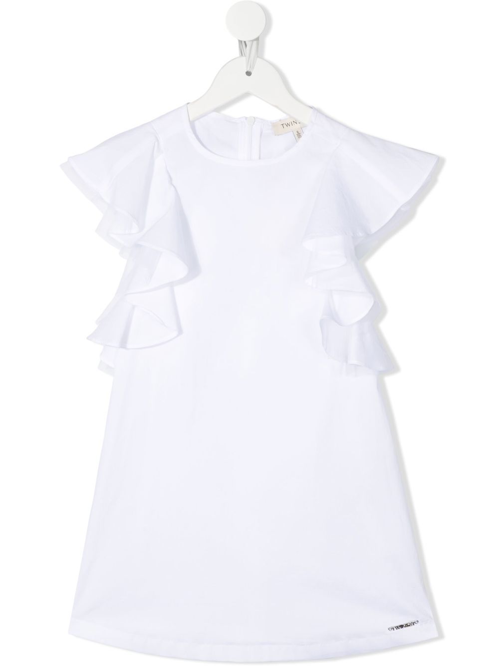 Ruffle-trim detail dress - White