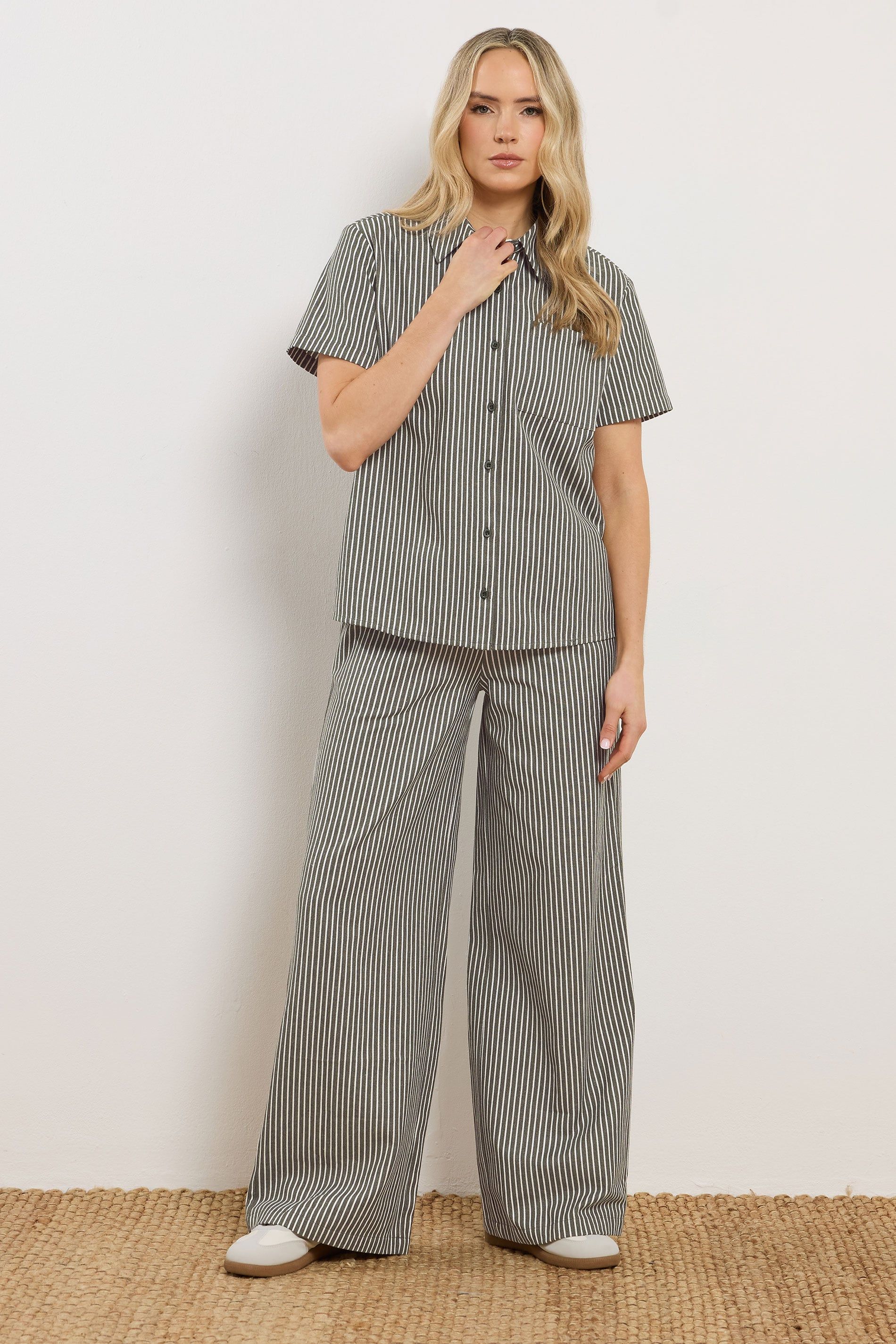 Long Tall Sally Tall Stripe Button Shirt In Olive