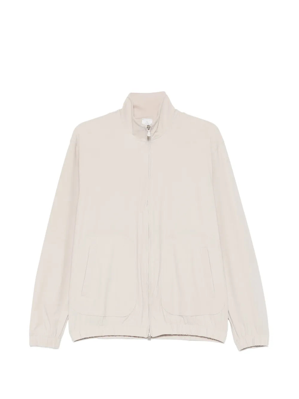 High-Neck Zip-Up Bomber Jacket — Cream