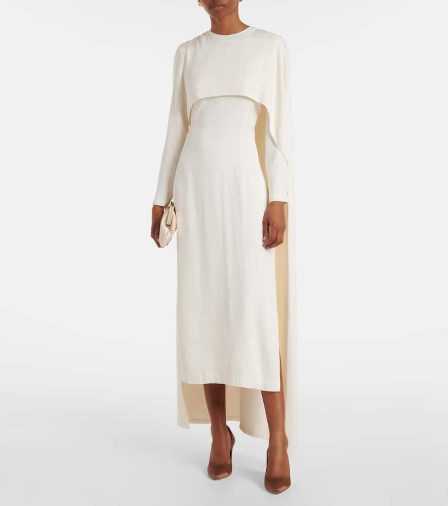 Felice caped jacquard midi dress