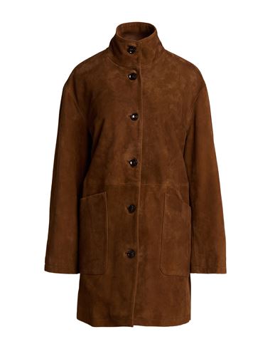 Woman Coat Tan Size 10 Leather