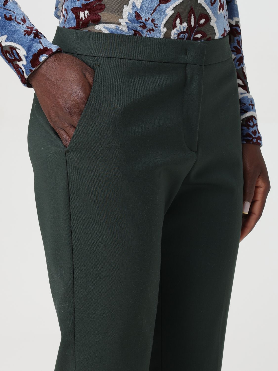 Flat Front Cropped Cuff Pants
