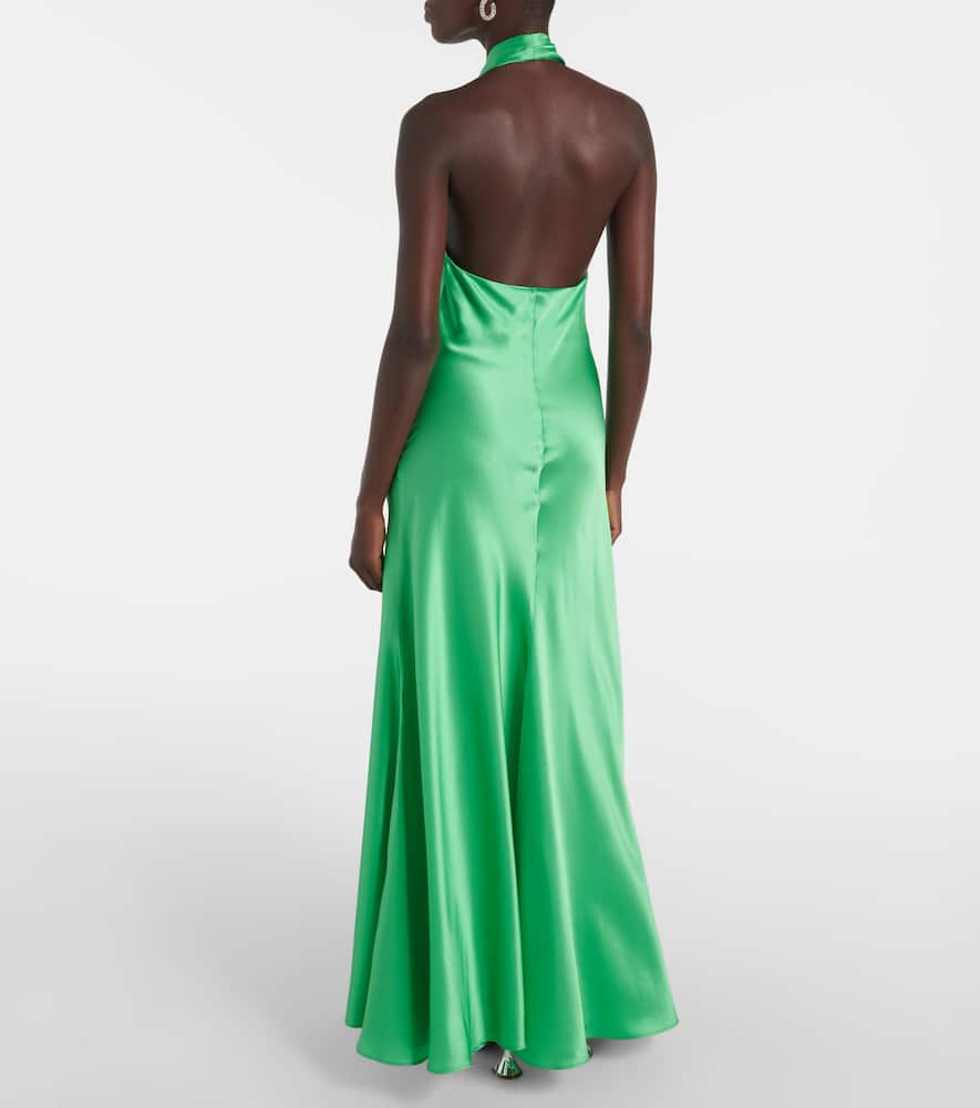 Rose halterneck silk gown