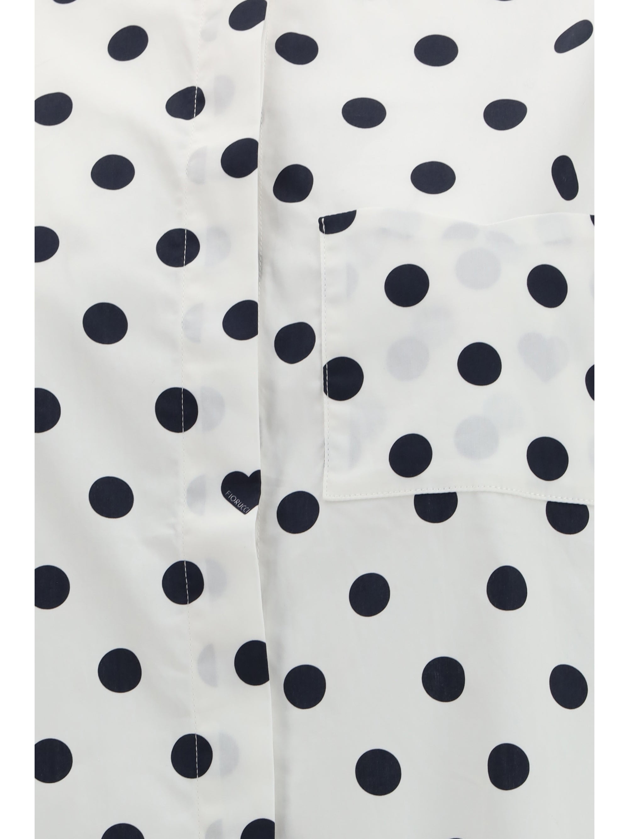 Polka-Dot Cotton Shirt Dress — White