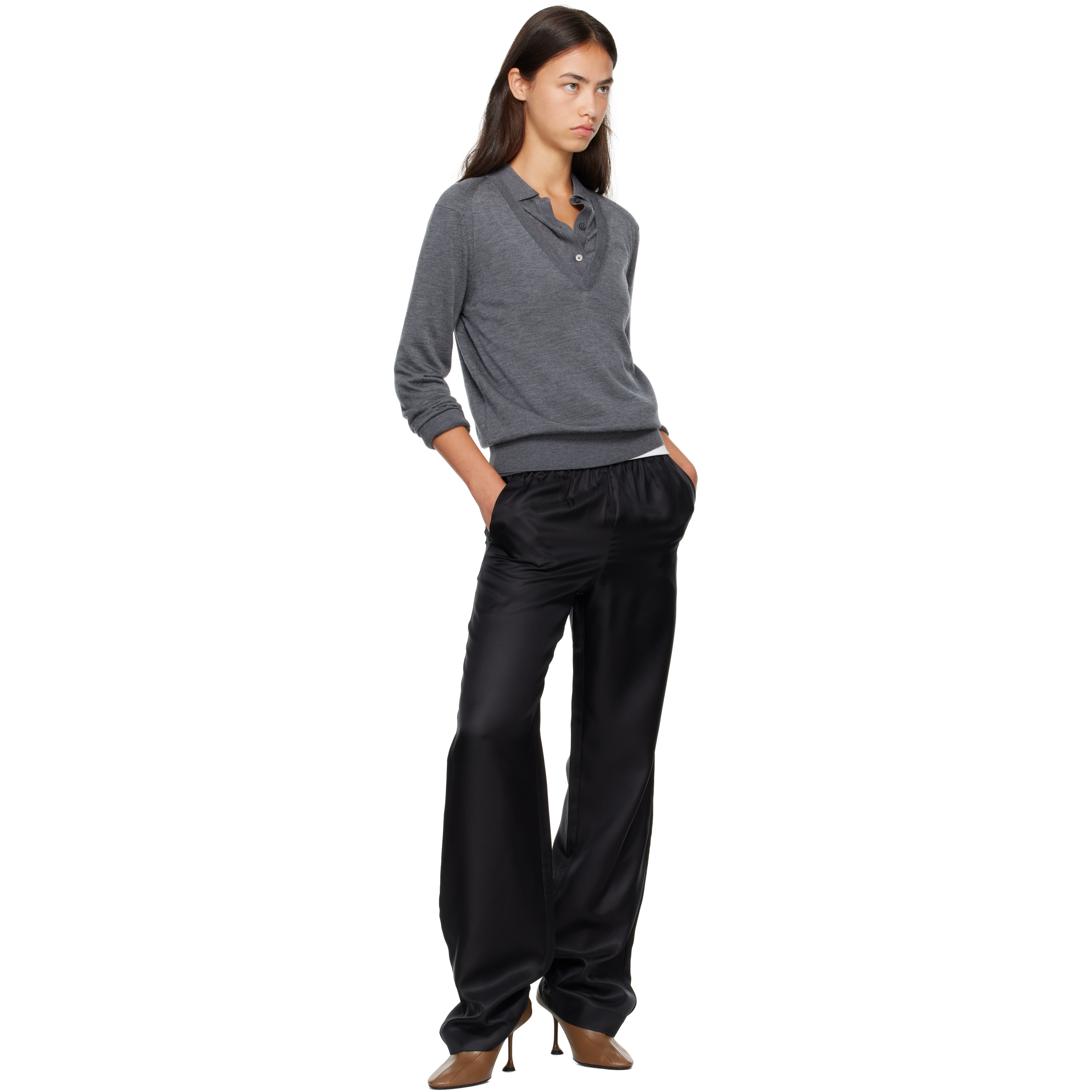 Black ALERA LDS Silk Twill Trousers