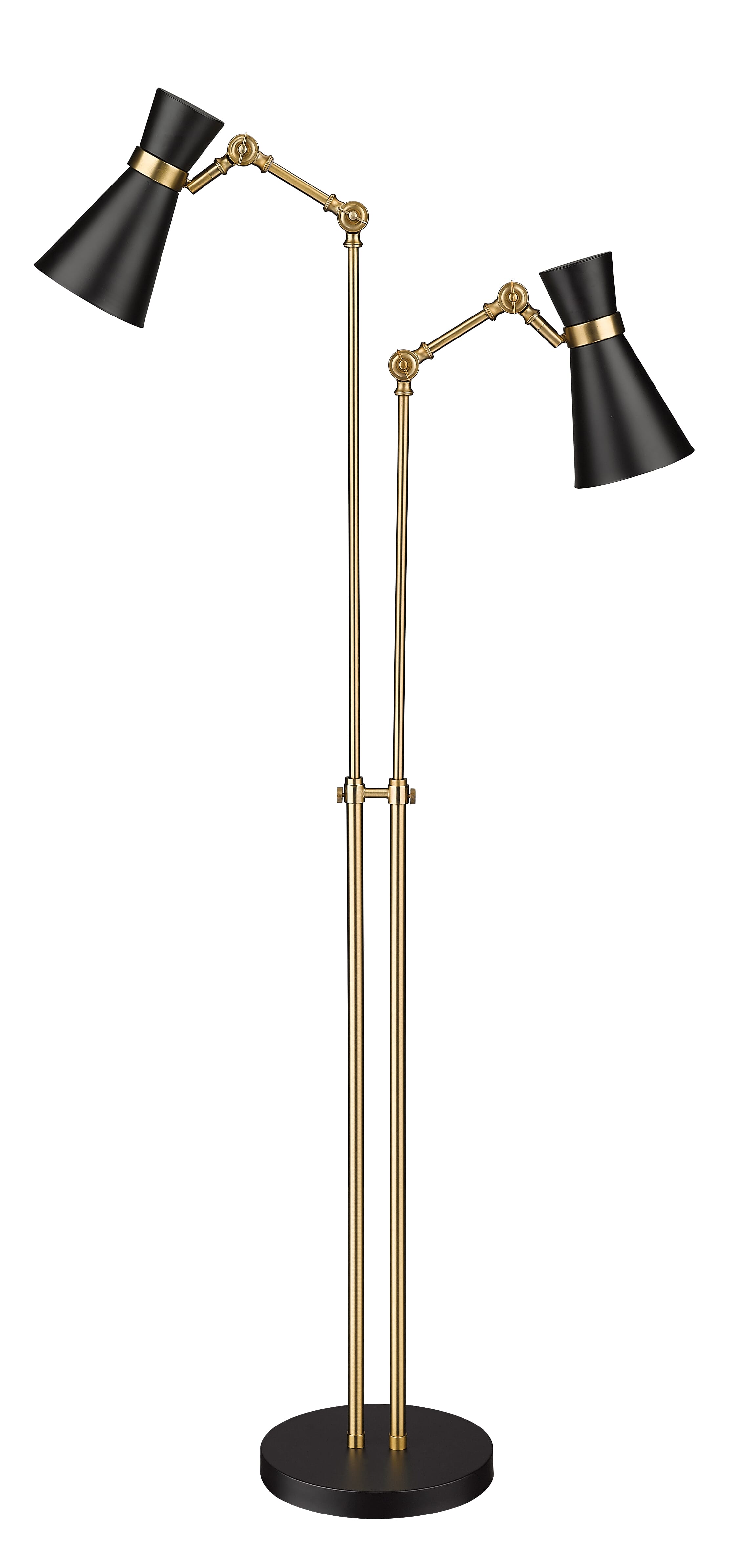 Soriano 2-Light Floor Lamp Light In Matte Black With Heritage Bra
