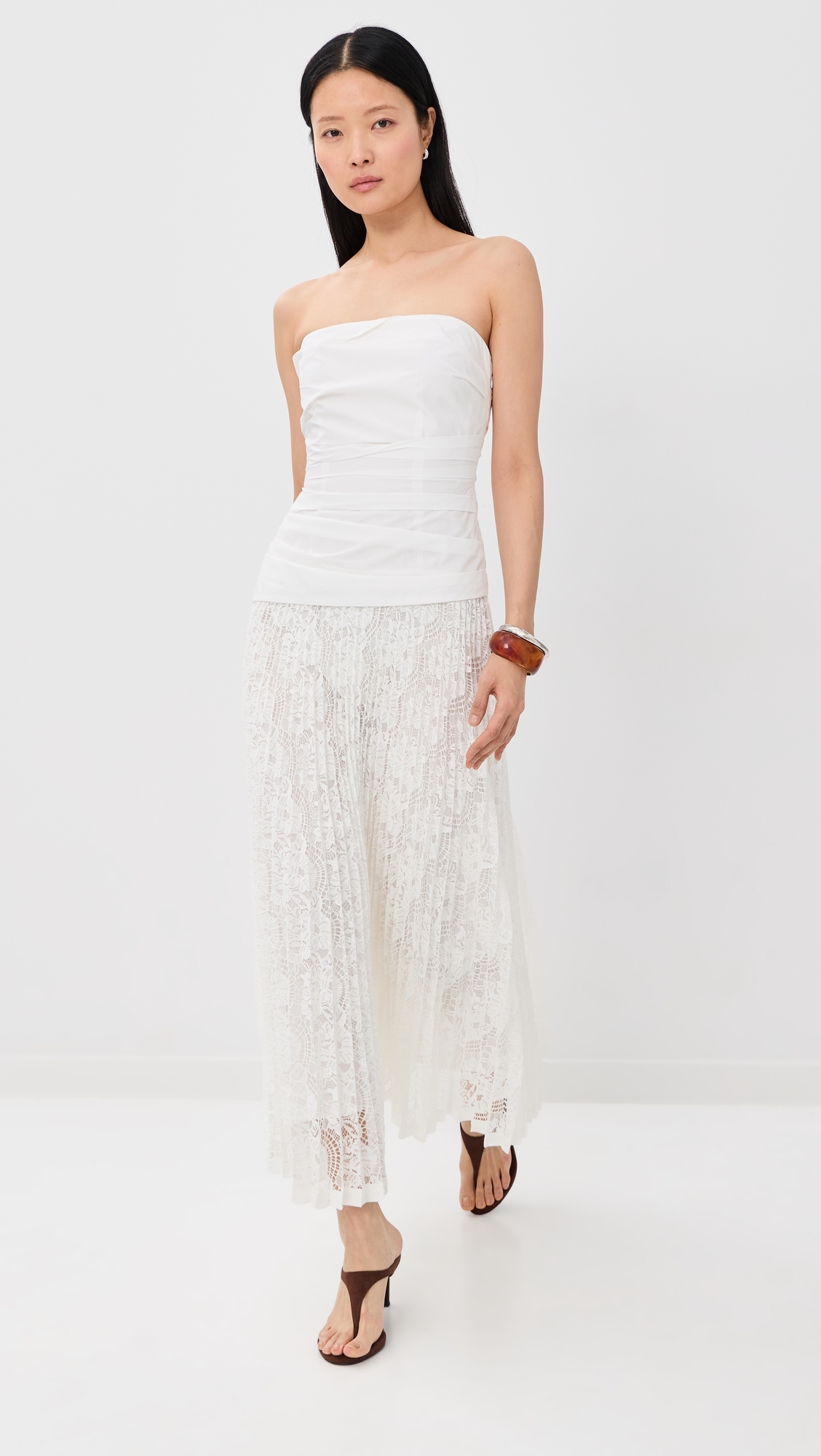 Annalise Cotton Lace Midi Dress Ivory
