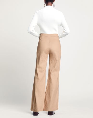 B. yu Woman Pants Sand Size L Linen, Viscose