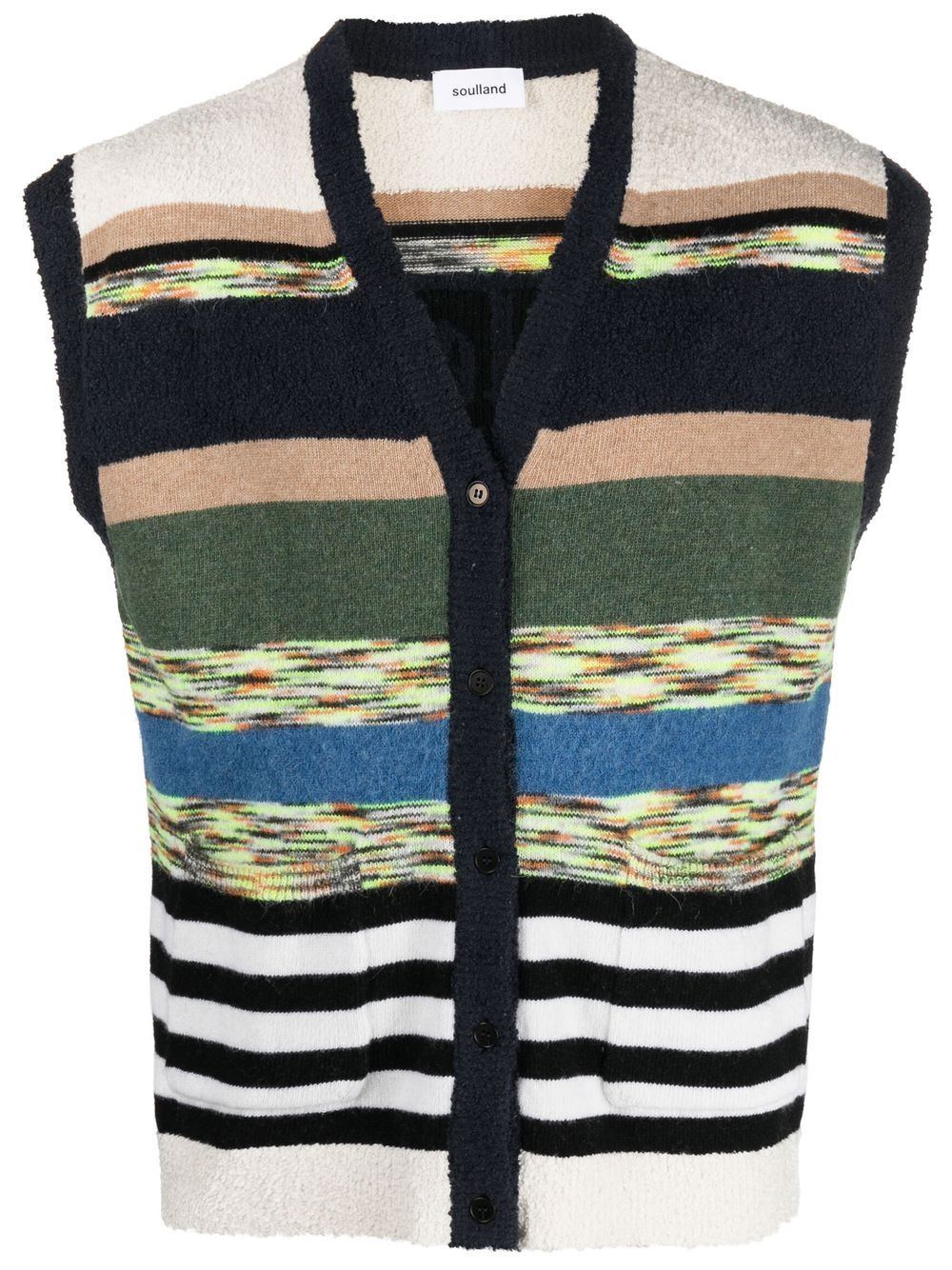 Slogan-print knitted vest - Blue