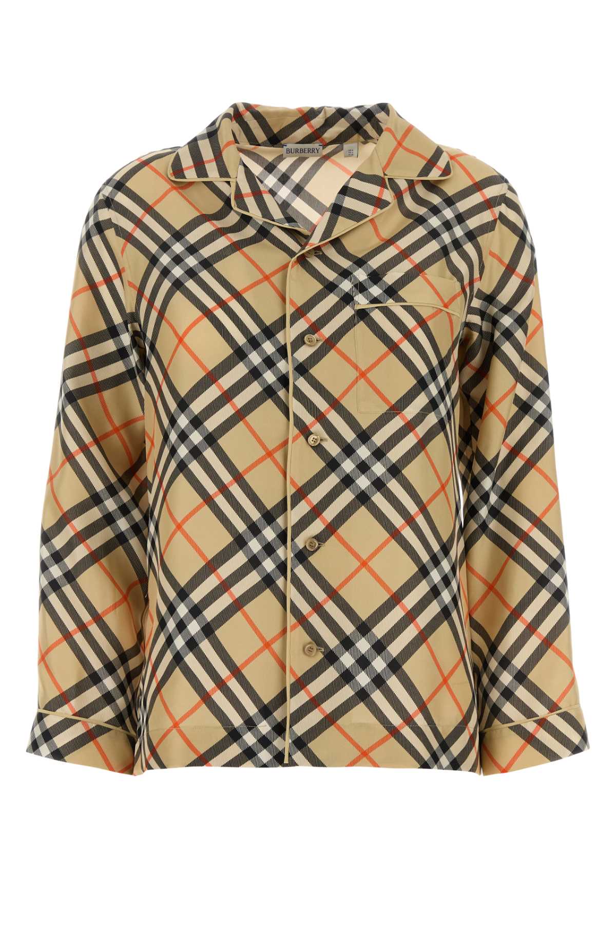 Silk Check Shirt — Beige