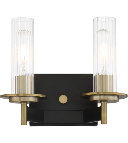 Baldwin Park 2-Light Bathroom Vanity Light in Coal and Soft Bra