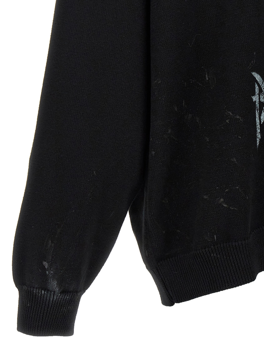-Logo Sweater Maglioni Bianco/Nero-Uomo