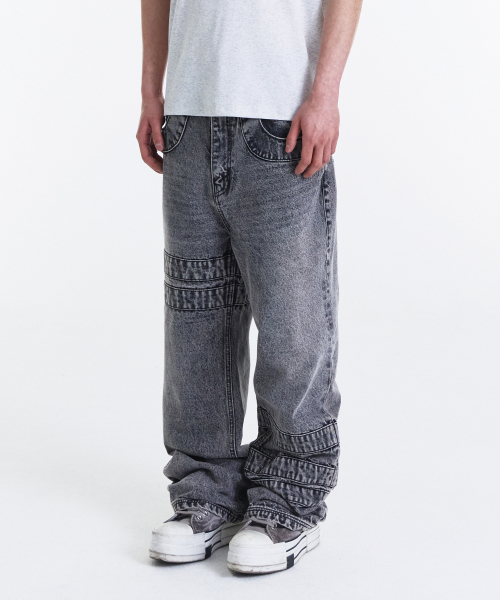 Wrap Tape Straight Denim Pants