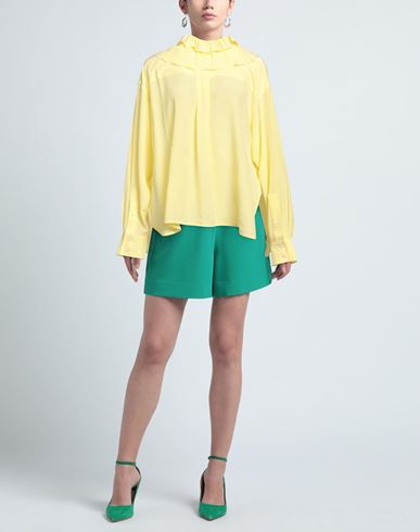 Woman Top Yellow Size 6 Silk, Polyester