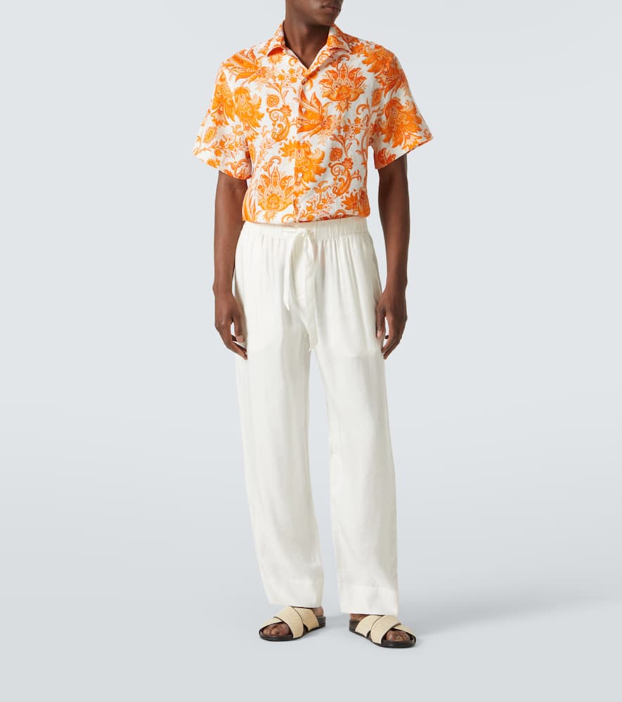 Etro Paisley linen bowling shirt