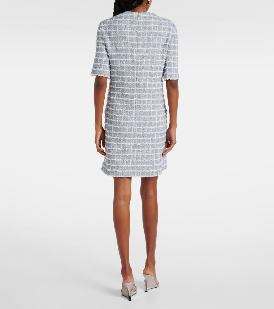 Checked cotton-blend tweed minidress