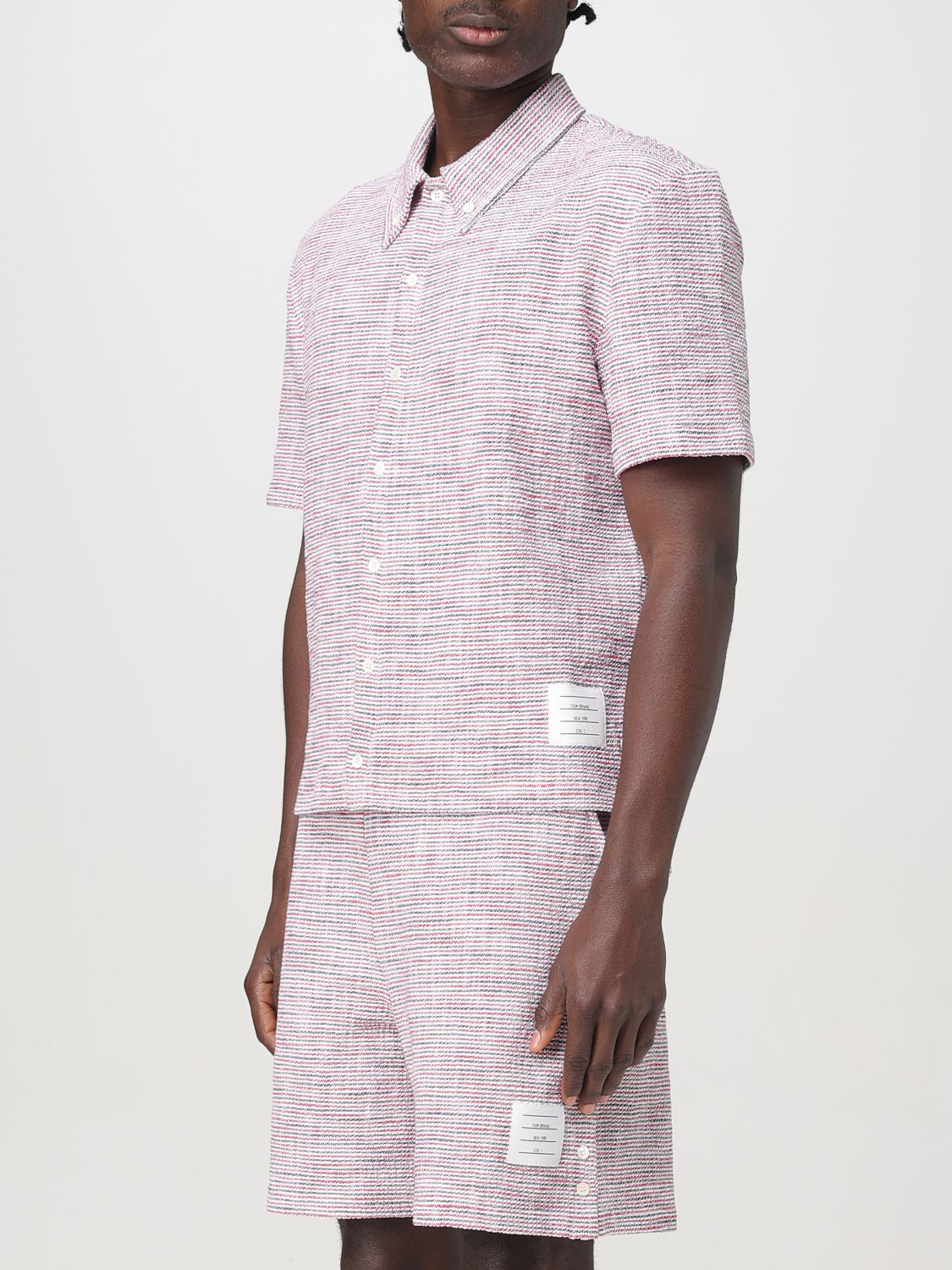 RWB-striped tweed shirt - Red