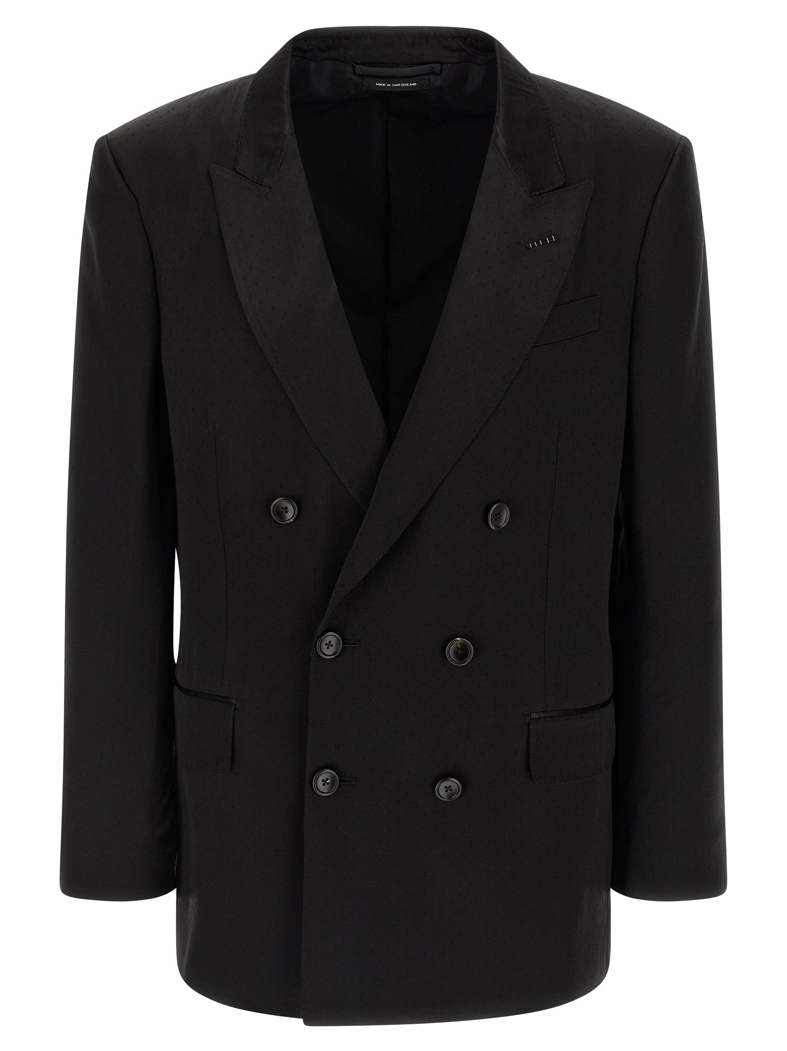 Viscose and Silk Blend Blazer — Black