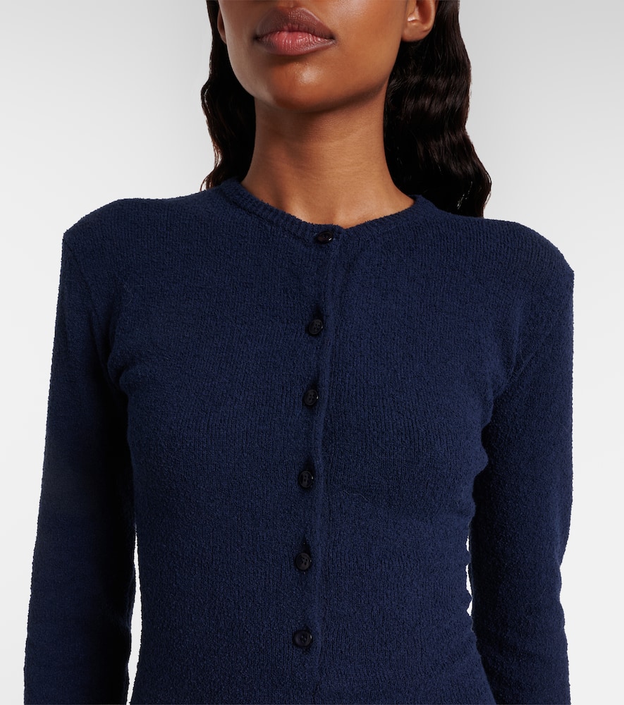Lace-trimmed knitted cotton-blend romper