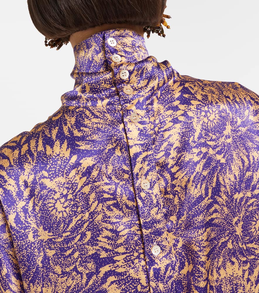 Floral silk satin blouse
