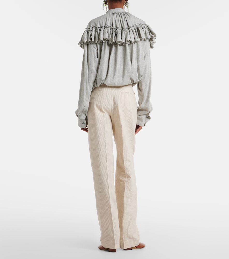 Pilar striped cotton-blend wide-leg pants