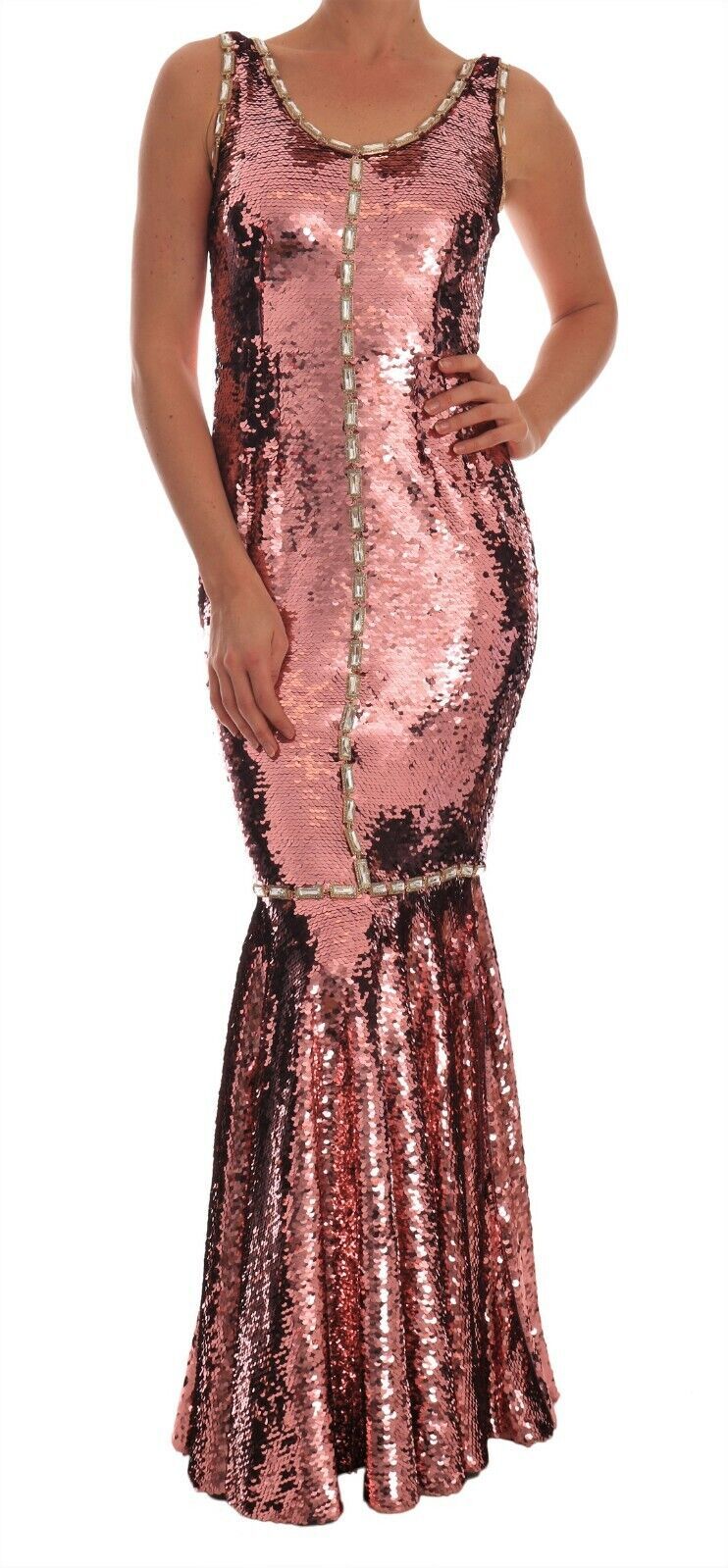 Sequined Mermaid Gown Dress — Pink