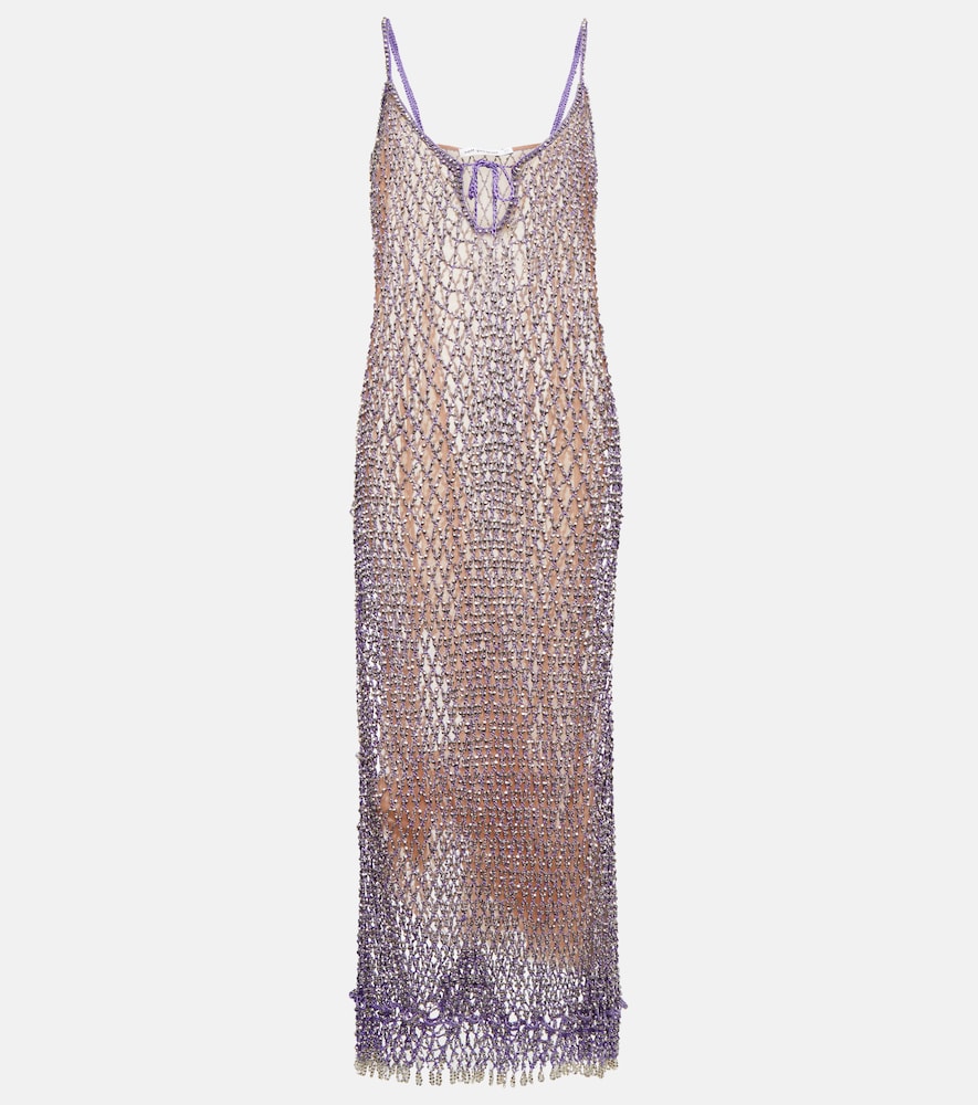 Self-Portrait Beaded fishnet midi dress