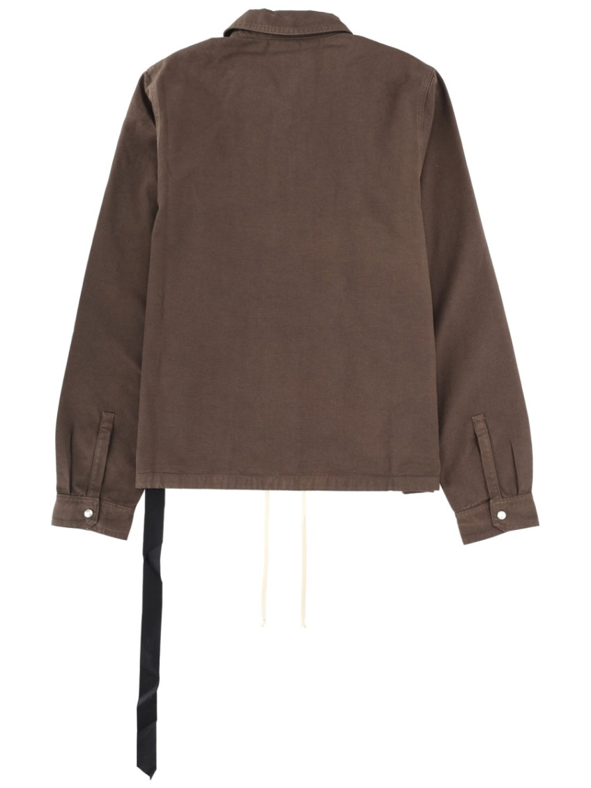 Brown Solid Shirt Collar Jacket