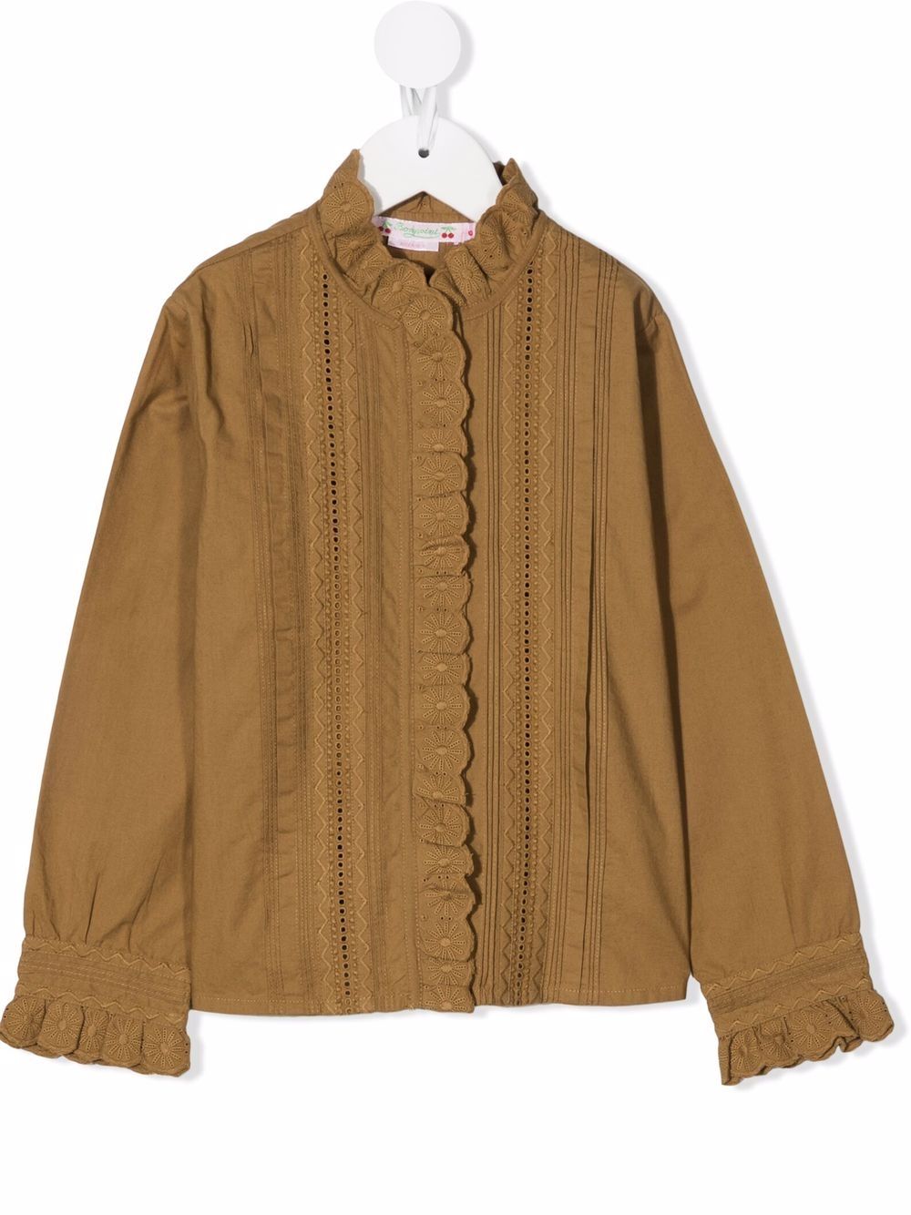 Ruffle-trim longsleeved blouse - Green