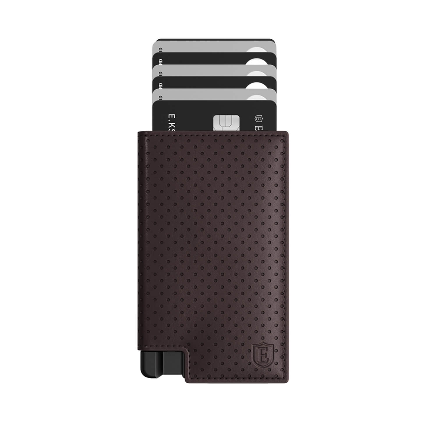 Men's Wallet - Perforated Brown Pro Premium Slim Men's Wallet Trackable Wallet Leather Smart Wallet RFID Blocking