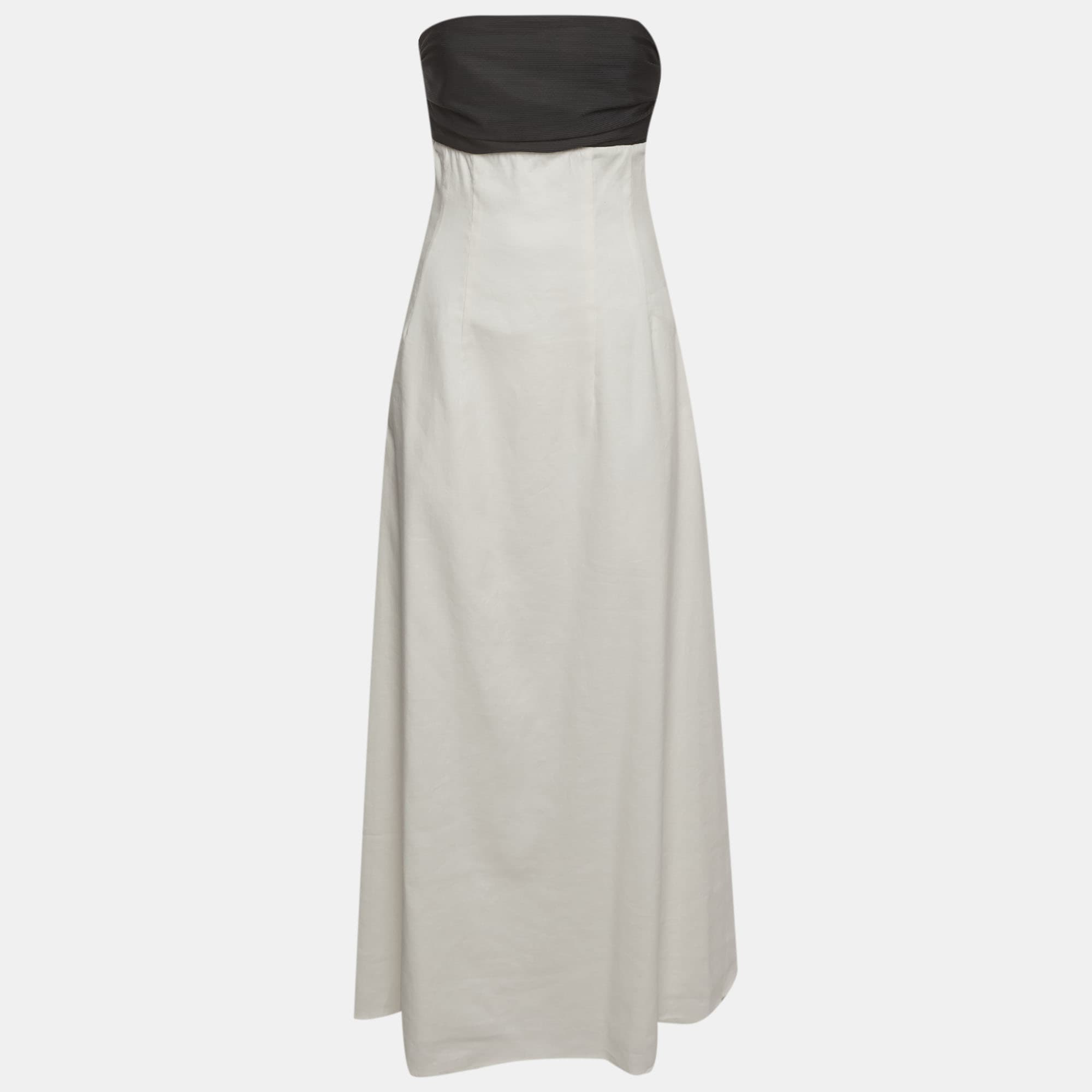 White/black Cotton Strapless Marcia Dress