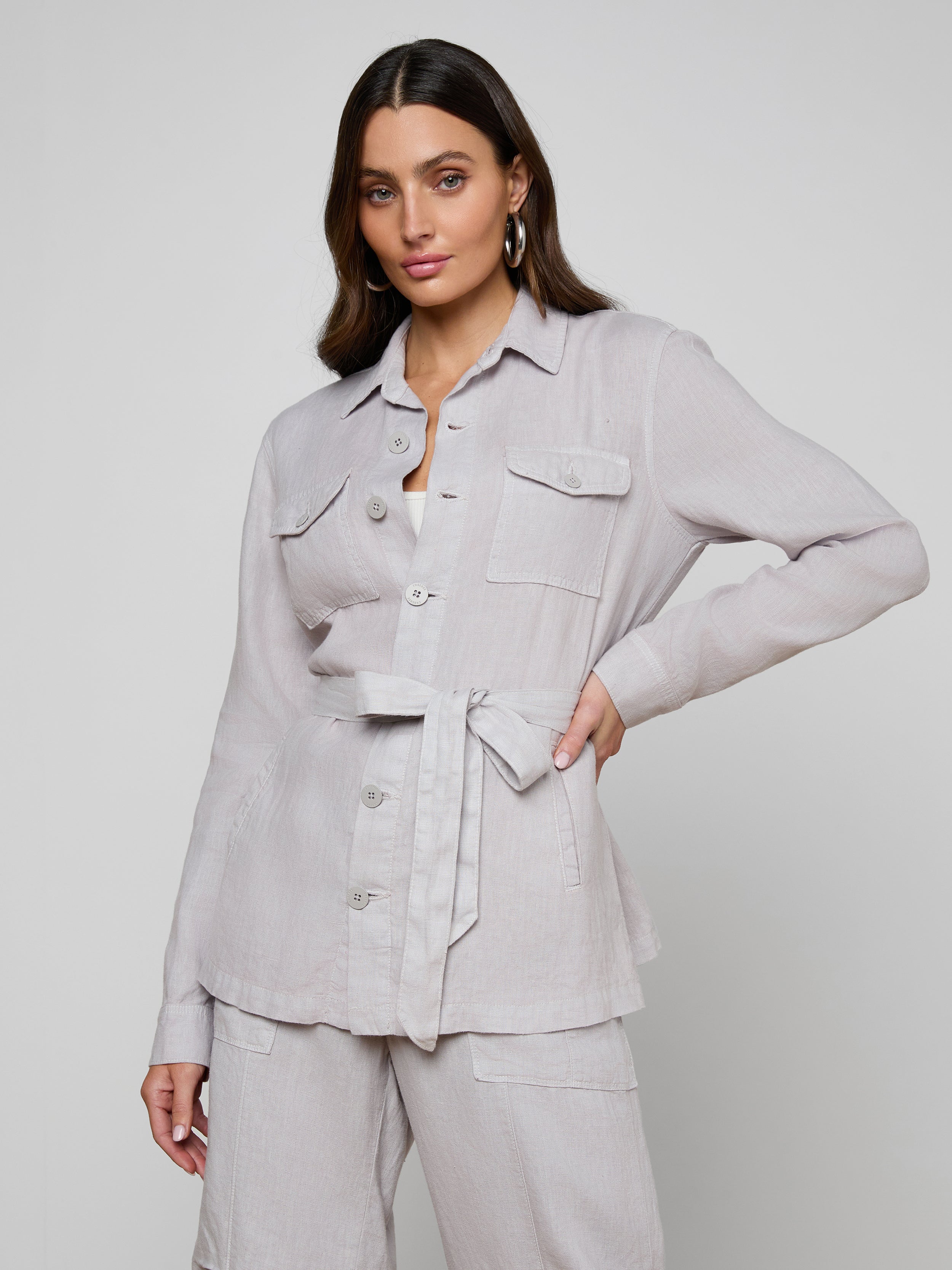 Samaya Linen Jacket In Light Pewter