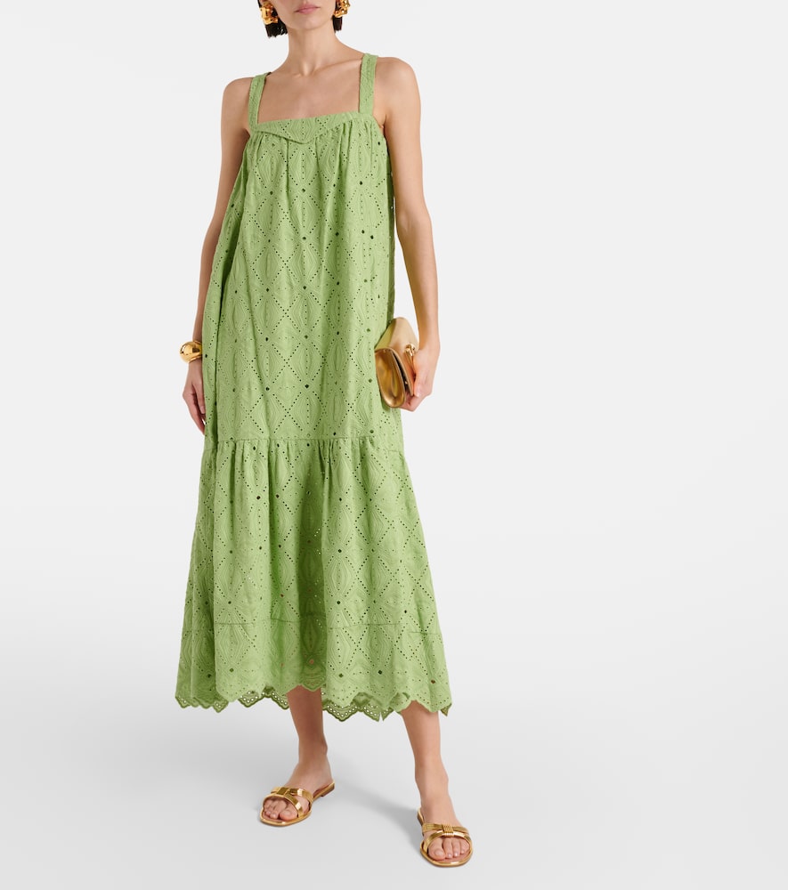 Embroidered cotton-blend maxi dress