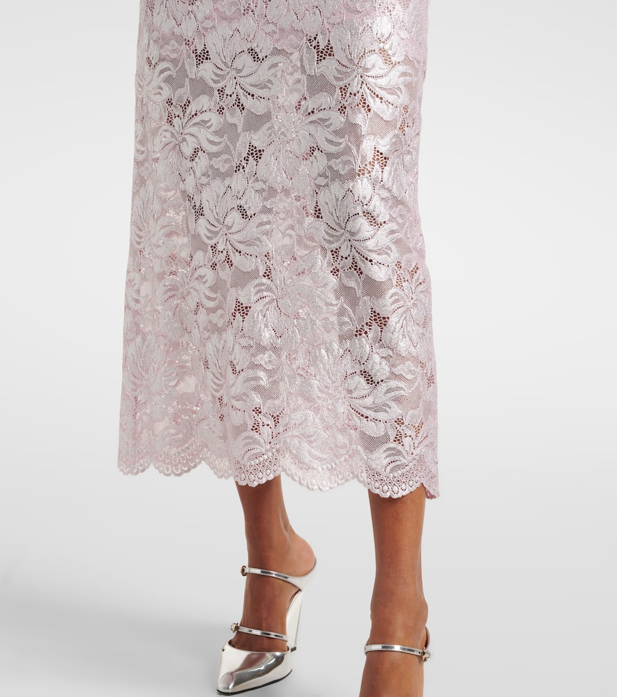 Floral lace midi skirt