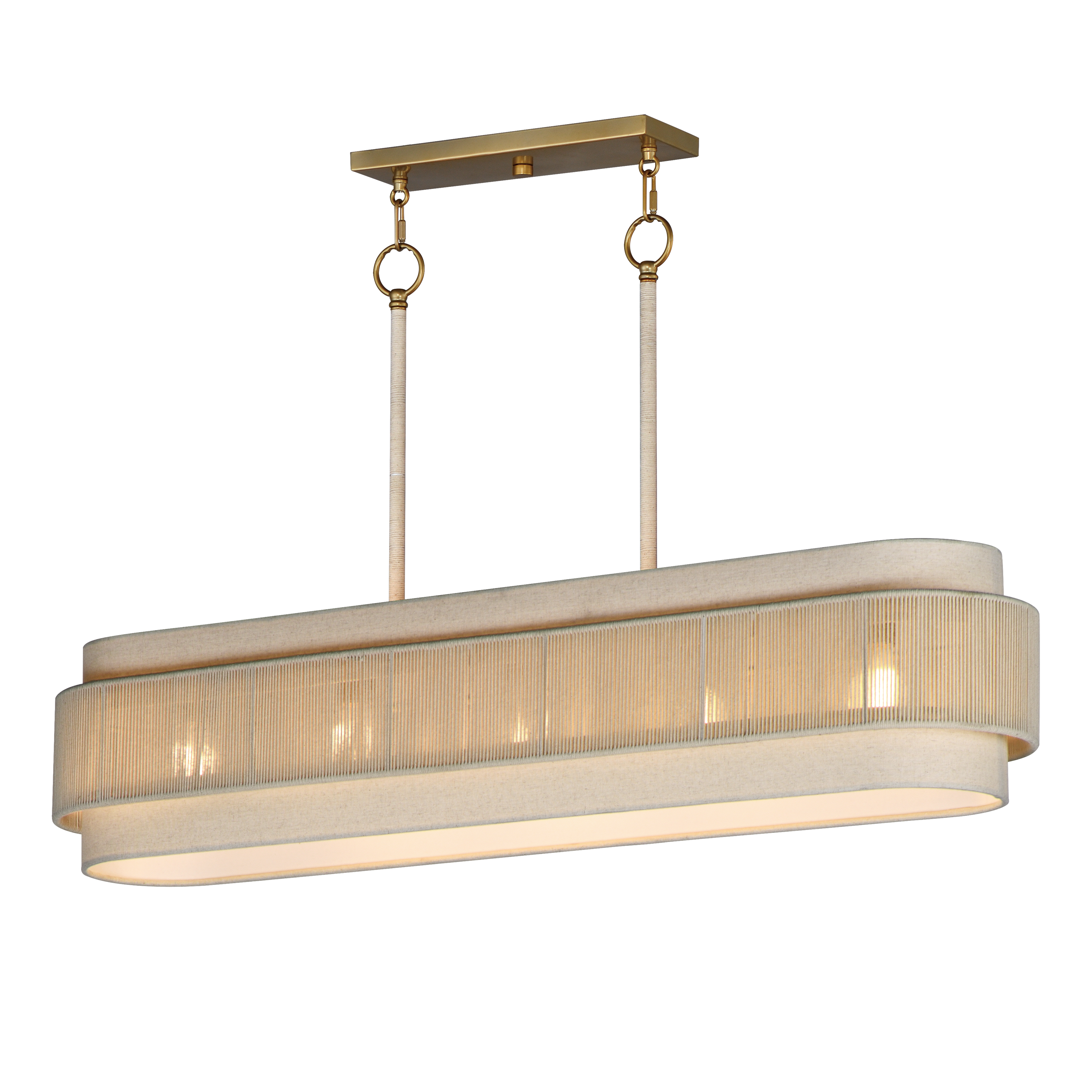 Natural Aged Brass Linear Chandelier from the Seacliff Collection