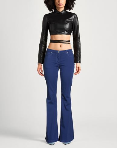 Woman Pants Blue Size 28 Cotton, Elastane
