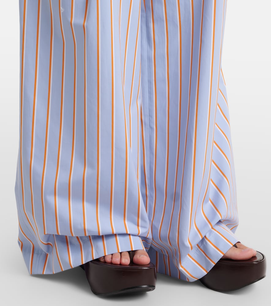 Striped cotton wide-leg pants