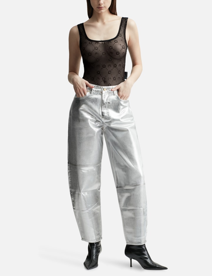 MOONOGRAM MESH FLOCK GLITTER BODYSUIT