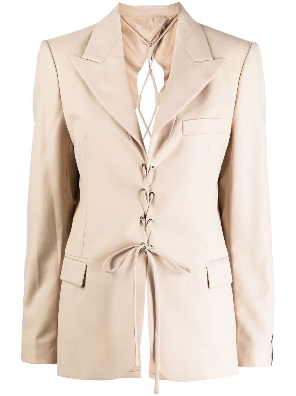 Laced open back tailored blazer - Brown