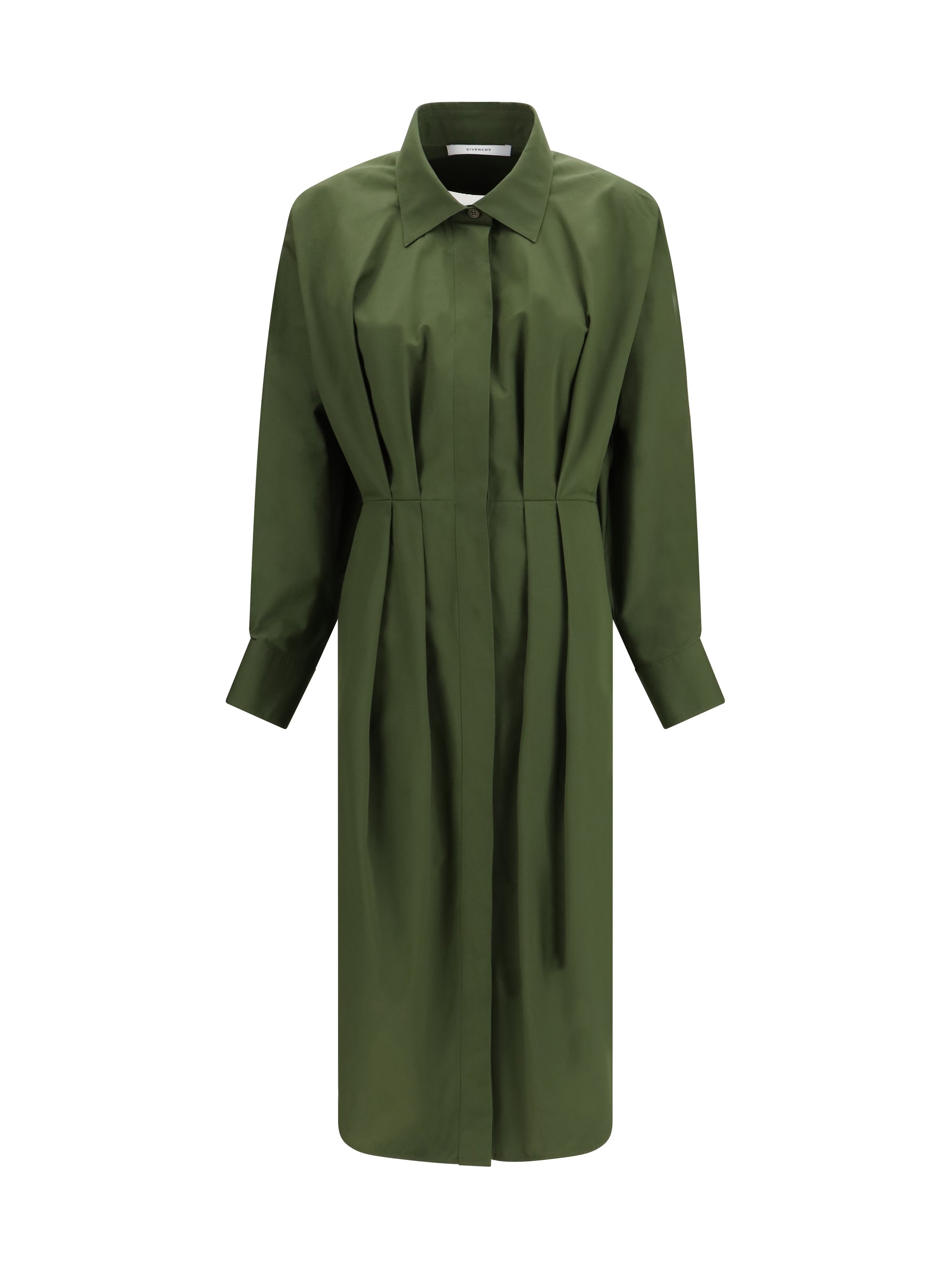 Cotton Poplin Shirt Dress — Khaki