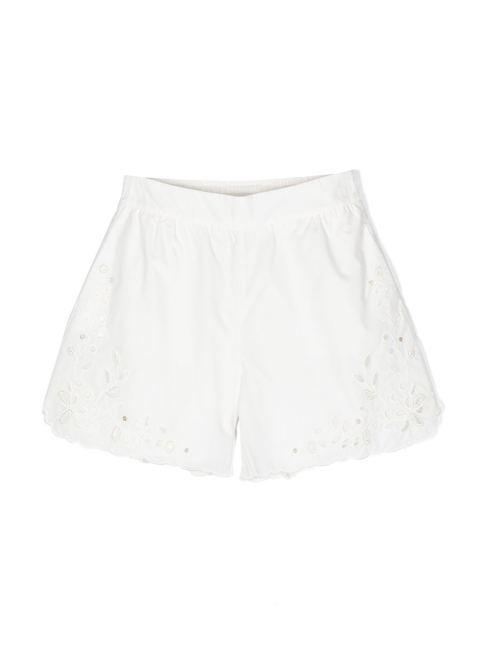 Broderie-anglaise poplin shorts - White