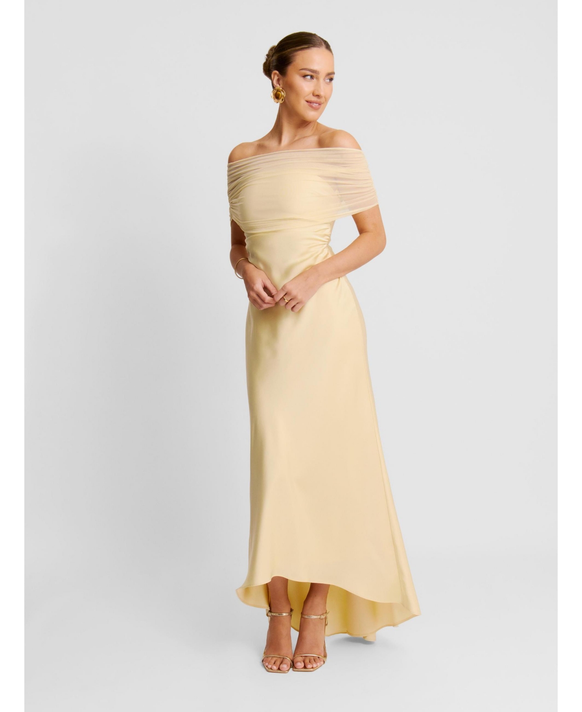 Women's Bardot Satin Maxi Dress - Pale lemon